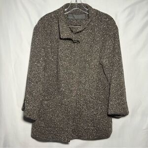 Zara Basic Tweed Single Breasted No Show Button Peacoat Jacket S